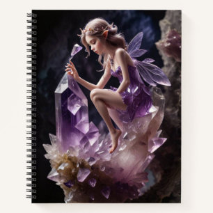 Purple Amethyst Crystals Magical Fairy Notebook
