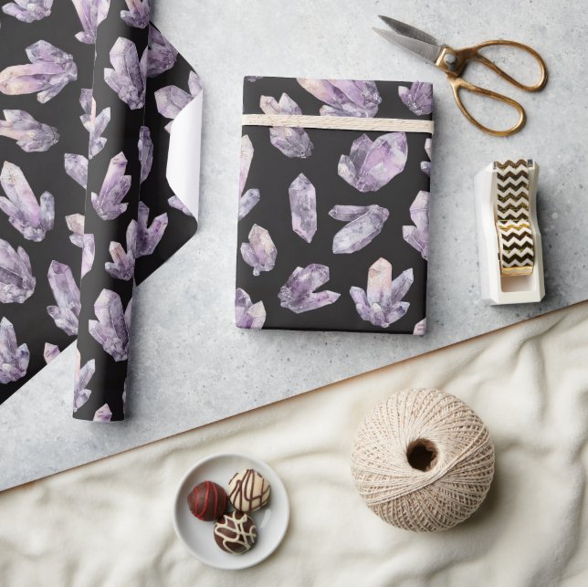Purple Amethyst Crystals Wrapping Paper (Crafts)