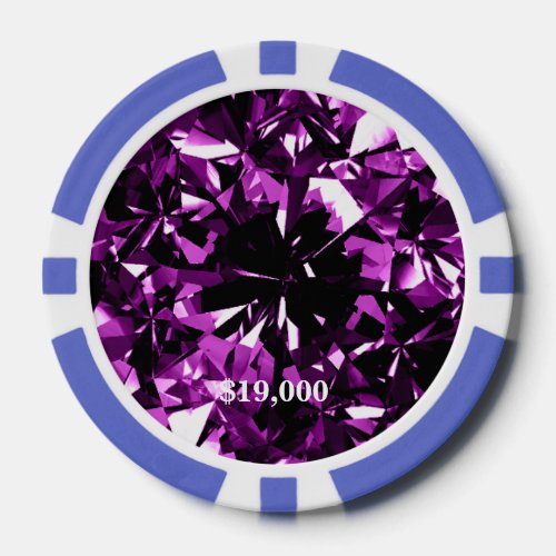 Purple Amethyst Diamond Gem Stone Poker Chip