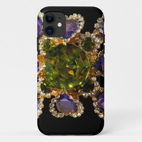 Purple Amethyst Diamonds Emeralds jewelry  iPhone 11 Case