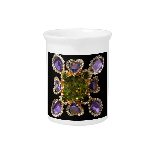 Purple Amethyst Diamonds Emeralds jewelry  Drink Pitcher (Front)