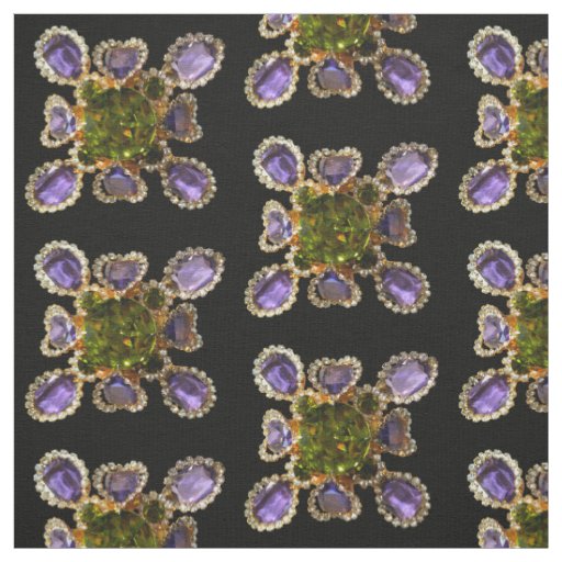 Purple Amethyst Diamonds Emeralds jewelry  Fabric