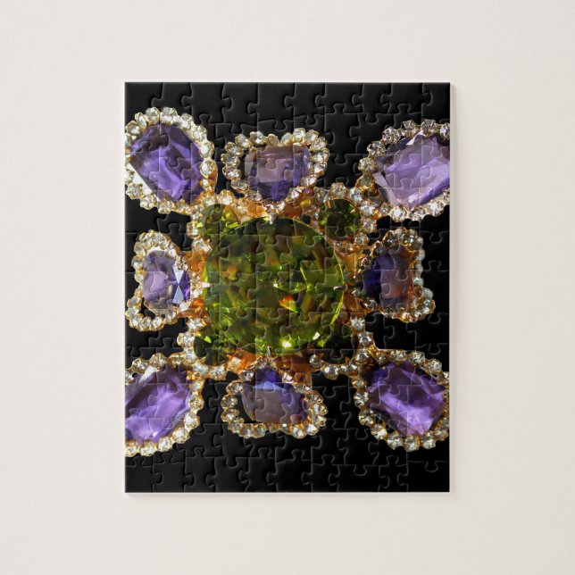 Purple Amethyst Diamonds Emeralds jewelry  Jigsaw Puzzle (Vertical)