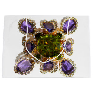 Purple Amethyst Diamonds Emeralds jewelry Large Gift Bag