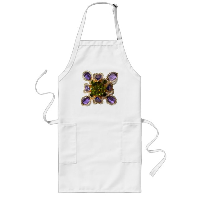 Purple Amethyst Diamonds Emeralds jewelry  Long Apron (Front)