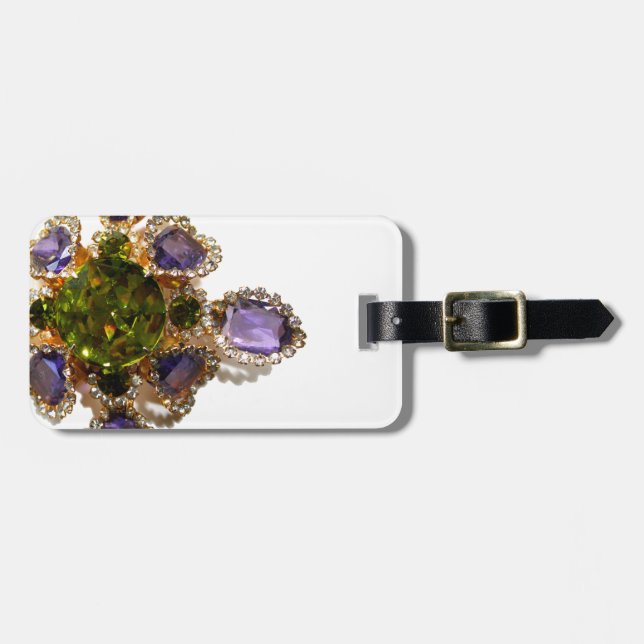 Purple Amethyst Diamonds Emeralds jewelry  Luggage Tag (Front Horizontal)