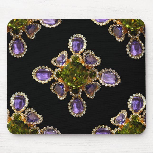 Purple Amethyst Diamonds Emeralds jewelry  Mouse Pad (Front)