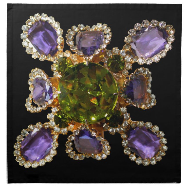 Purple Amethyst Diamonds Emeralds jewelry  Napkin (Front)