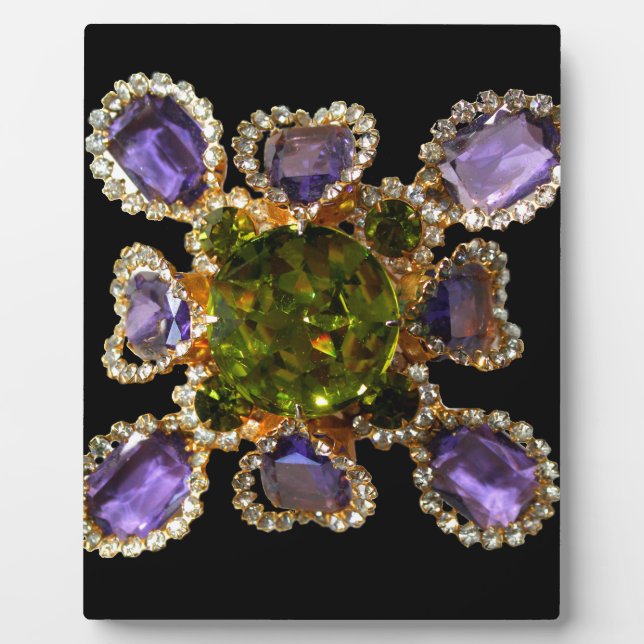 Purple Amethyst Diamonds Emeralds jewelry  Plaque (Front)