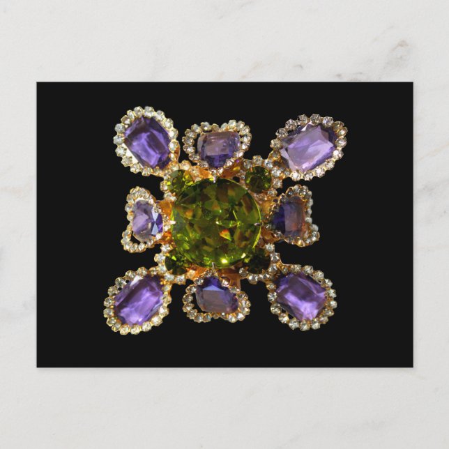 Purple Amethyst Diamonds Emeralds jewelry  Postcard (Front)