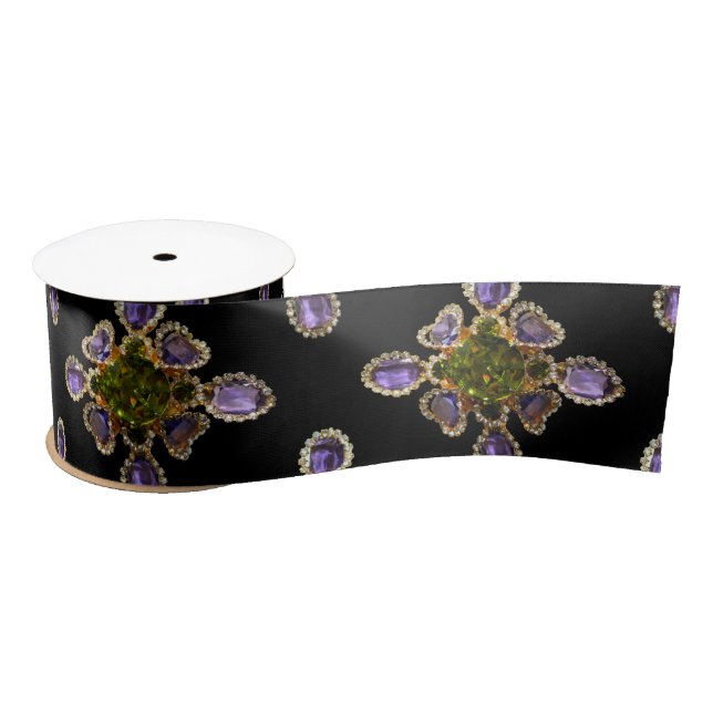 Purple Amethyst Diamonds Emeralds jewelry  Satin Ribbon (Spool)