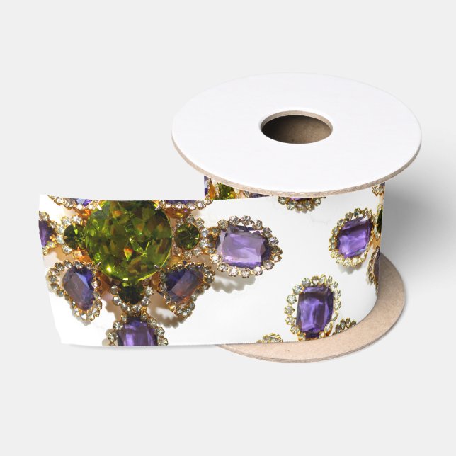 Purple Amethyst Diamonds Emeralds jewelry  Satin Ribbon (Spool)