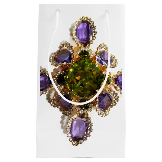 Purple Amethyst Diamonds Emeralds jewelry  Small Gift Bag (Front)