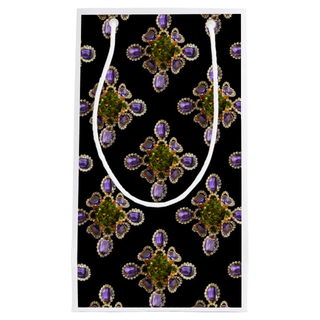 Purple Amethyst Diamonds Emeralds jewelry  Small Gift Bag (Front)