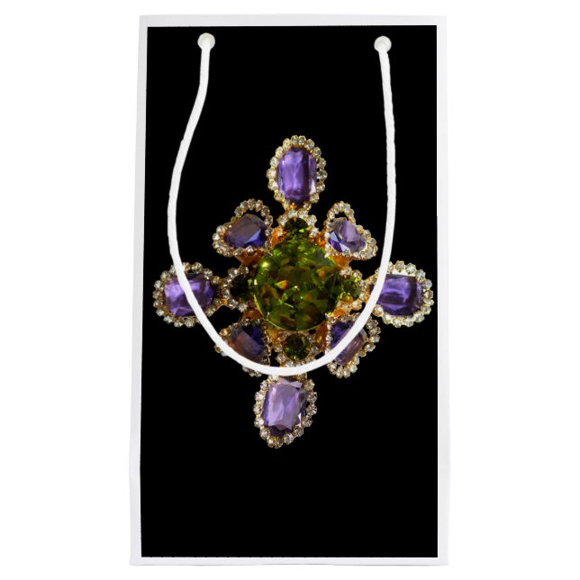 Purple Amethyst Diamonds Emeralds jewelry  Small Gift Bag (Front)