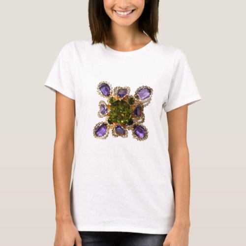 Purple Amethyst Diamonds Emeralds jewelry  T_Shirt