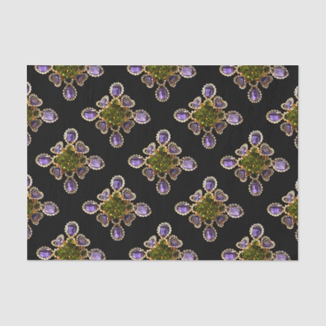 Purple Amethyst Diamonds Emeralds jewelry  Tissue Paper (Front)