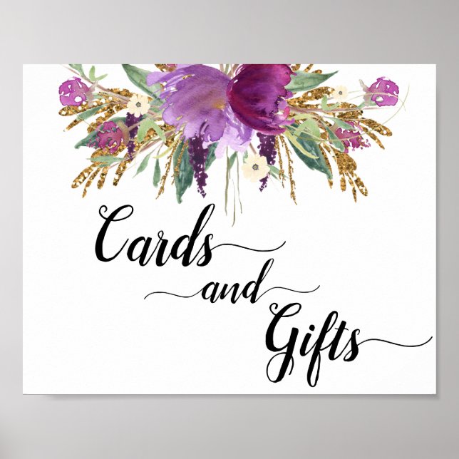 Purple Amethyst Floral Cards & Gifts Sign (Front)