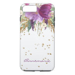 Purple Amethyst Floral Gold Sparkles Monogram Iphone 8 Plus/7 Plus Case at Zazzle