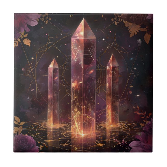Purple Amethyst Galaxy Fantasy Pattern Ceramic Tile (Front)