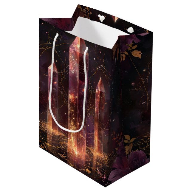 Purple Amethyst Galaxy Fantasy Pattern Medium Gift Bag (Front Angled)