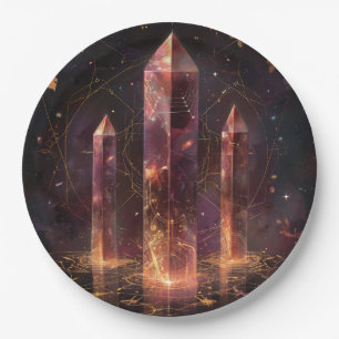 Purple Amethyst Galaxy Fantasy Pattern Paper Plates