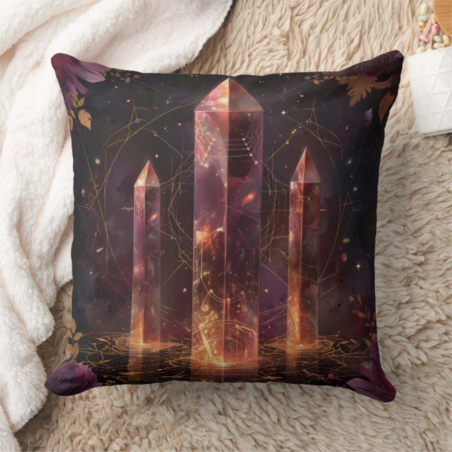 Purple Amethyst Galaxy Fantasy Pattern Throw Pillow (Blanket)