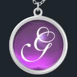 Purple Amethyst Gem  Monogram Silver Plated Necklace<br><div class="desc">Elegant and unique design  with gemstone. Very accurated nurbs modeling and rendering in 3D Studio Max by Bulgan Lumini .Part from series Hyper Talismans.</div>