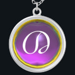 Purple Amethyst Gem  Monogram Silver Plated Necklace<br><div class="desc">Elegant and unique design  with gemstone. Very accurated nurbs modeling and rendering in 3D Studio Max by Bulgan Lumini .Part from series Hyper Talismans.</div>