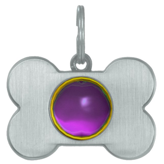PURPLE AMETHYST GEM STONE PET TAG (Front)