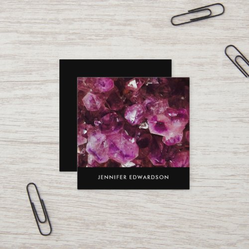 Purple amethyst gemstone crystal professional square business card