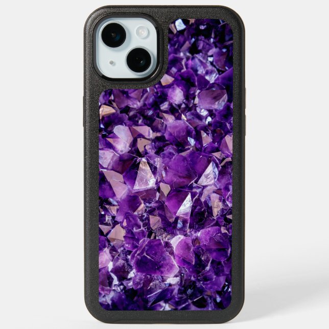 Purple Amethyst Gemstone Geode iphone 15 pro max Plus Case (Back)