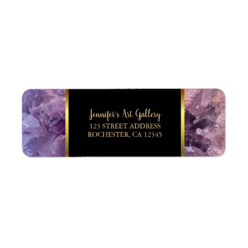 Purple amethyst gemstone gold professional label
