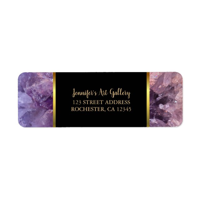 Purple amethyst gemstone gold professional label (Front)