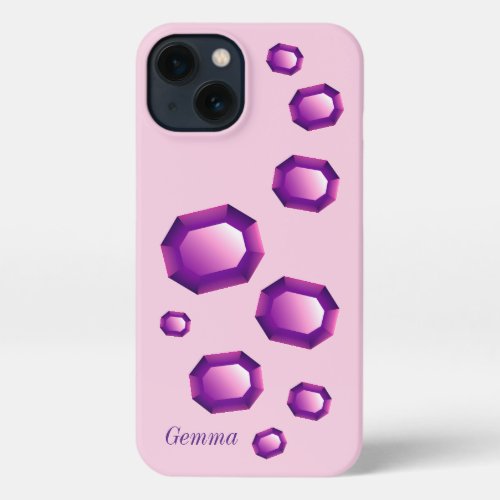 Purple Amethyst gemstone jewel custom girly iPhone 13 Case