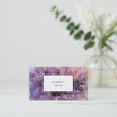 Purple amethyst gemstone mineral professional business card (Standing Front)