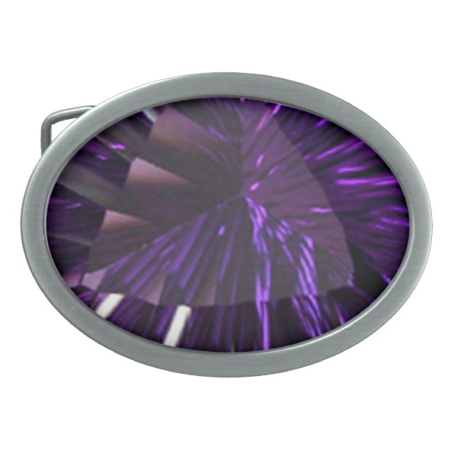 Purple Amethyst Gemstone Oval Belt Buckle (Front)