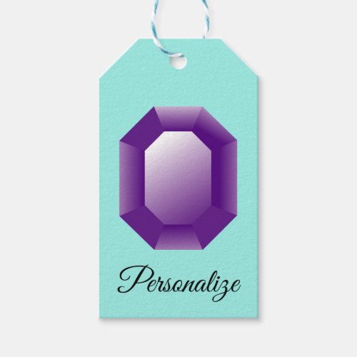 Purple Amethyst gemstone personalized Gift Tags