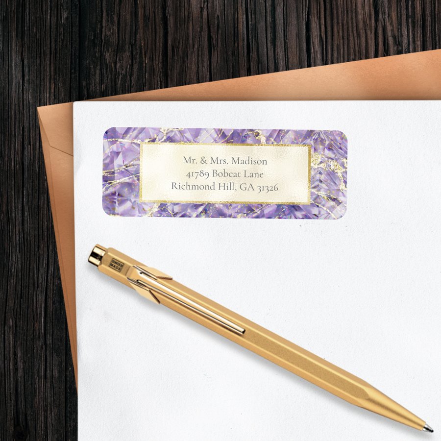Purple Amethyst Gemstone Return Address Labels