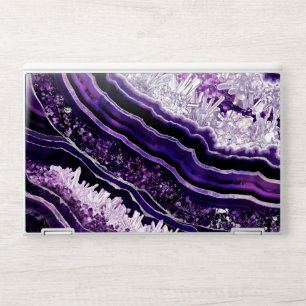 Purple Amethyst Geode and Silver Digital Art HP Laptop Skin