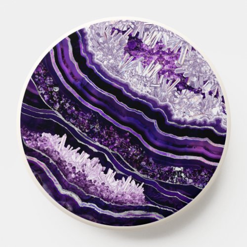 Purple Amethyst Geode and Silver Digital Art PopSocket