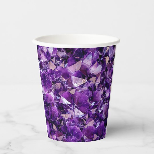 Purple Amethyst Geode Crystals Gemstone Paper Cups (Front)