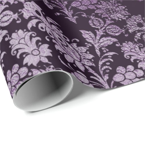 Purple Amethyst Lavande   Foil  Floral Daisy  Dots Wrapping Paper