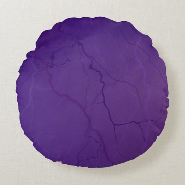 Purple Amethyst Lightning Round Pillow (Front)