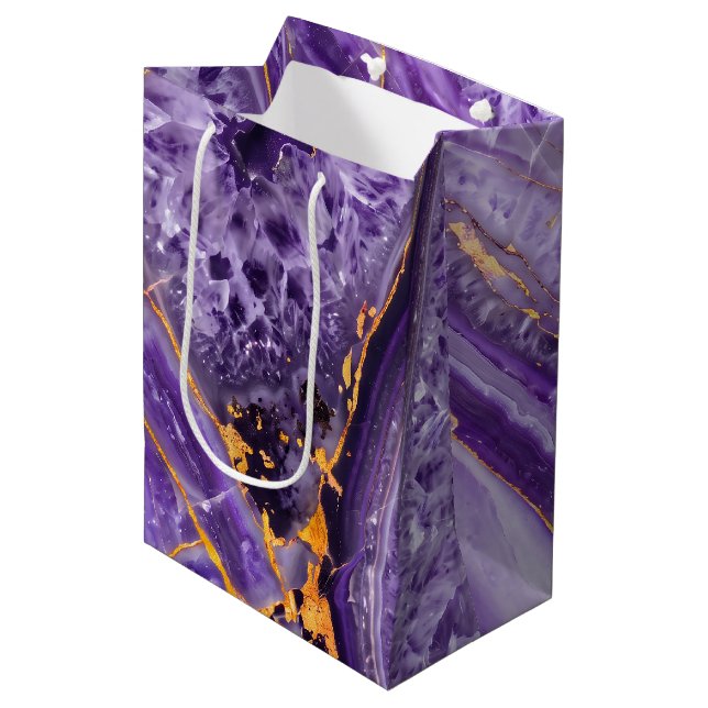 Purple Amethyst Pattern Medium Gift Bag (Front Angled)