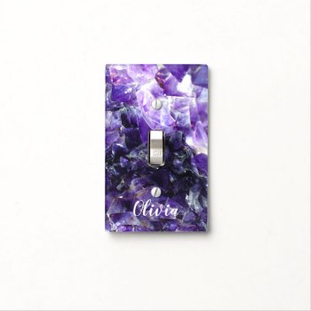 Purple Amethyst Personalized Name Light Switch Cover by parisjetaimee at Zazzle