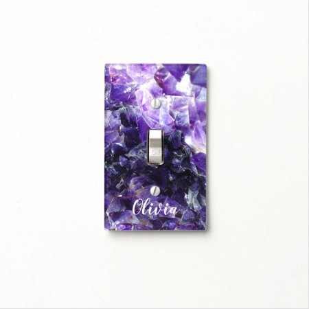 Purple Amethyst Personalized Name Light Switch Cover