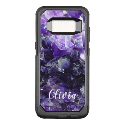 Purple amethyst Personalized Name OtterBox Commuter Samsung Galaxy S8 Case