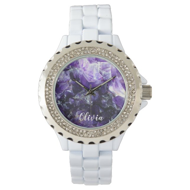 Purple amethyst Personalized Name Watch (Front)