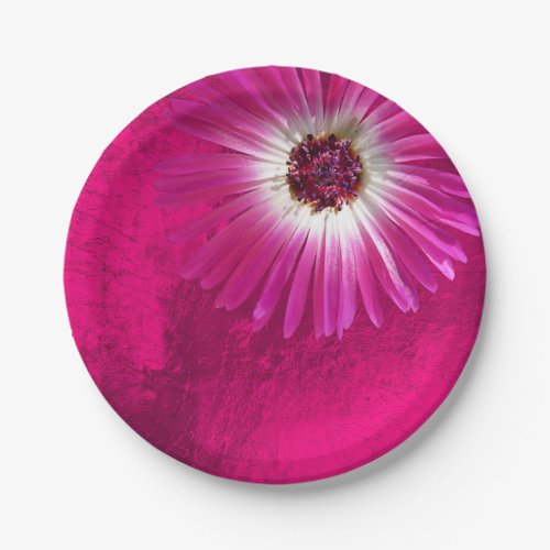 Purple Amethyst Pink Rose Flower Gerbera Metallic Paper Plates